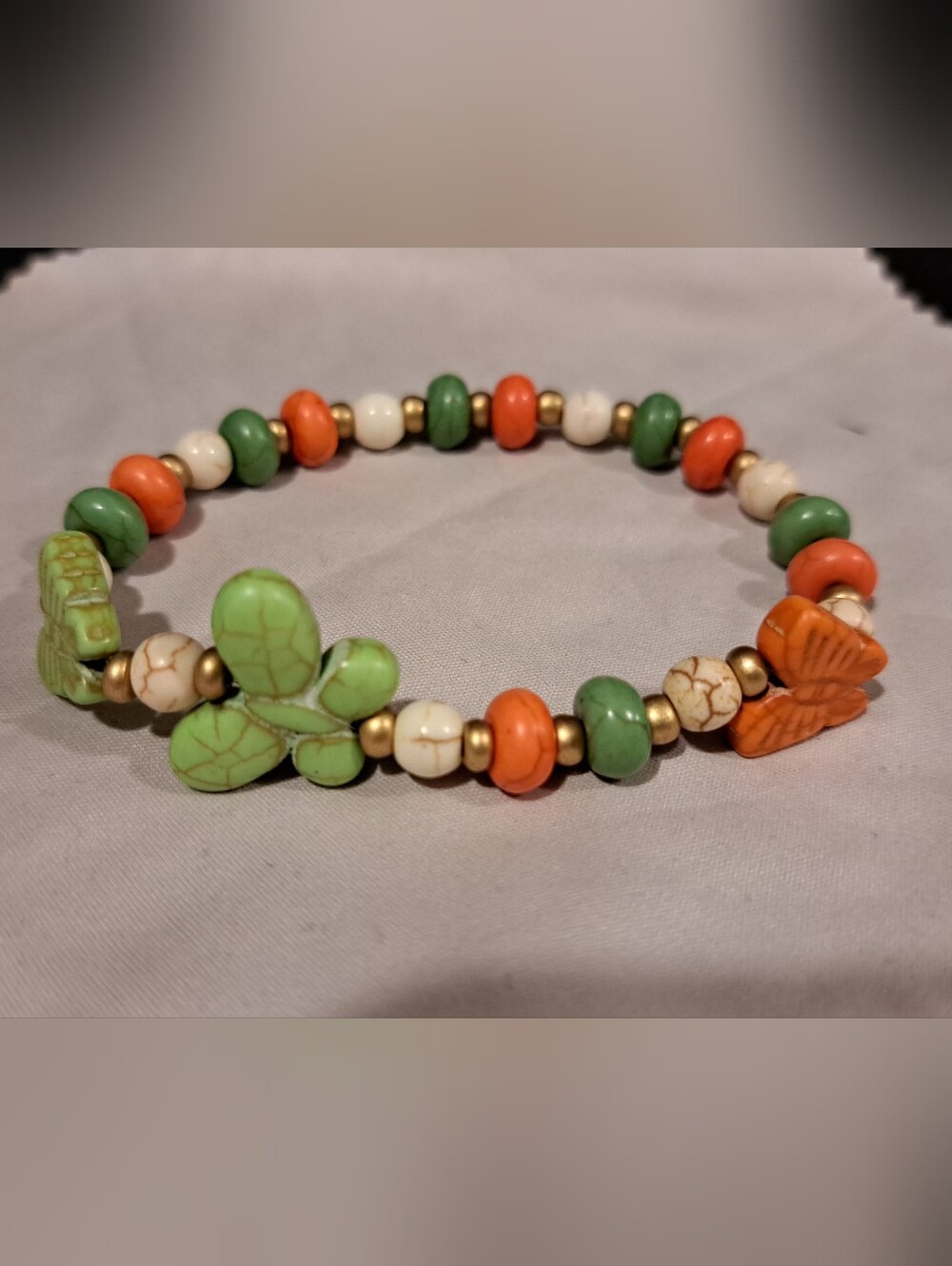 Handmade Elastic Bracelet Natural Stone And Acrylic Resin Beads